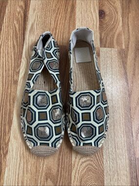 TORY BURCH Cecily Sequin Embellished Flat Slip On Espadrille Size 8